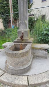 Stadtführer zeigt Röhrwasserbrunnen-lutherhof